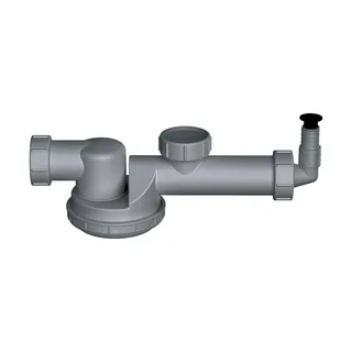 Сифон, OMOIKIRI, S-01, для 1-чашевой мойки, сверхплоский с гидрозатвором, DN40, цвет-серый — иконка