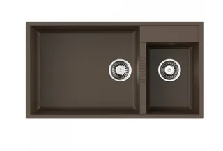 Мойка, OMOIKIRI, Tedori, шгв 850*465*235, отверстия для смесителя-2 промаркированных, чаши-2, цвет-Espresso