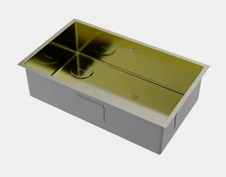 Мойка, Omoikiri, Taki 74-U/IF-L-IN Side, шгв 740*440*200, отверстия для смесителя-отсутствуют, цвет-светлое золото
