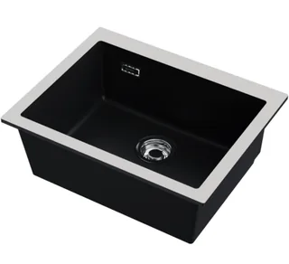 Мойка, Omoikiri, Omishima, шгв 600*480*220, отверстия для смесителя-отсутствуют, цвет-чёрный