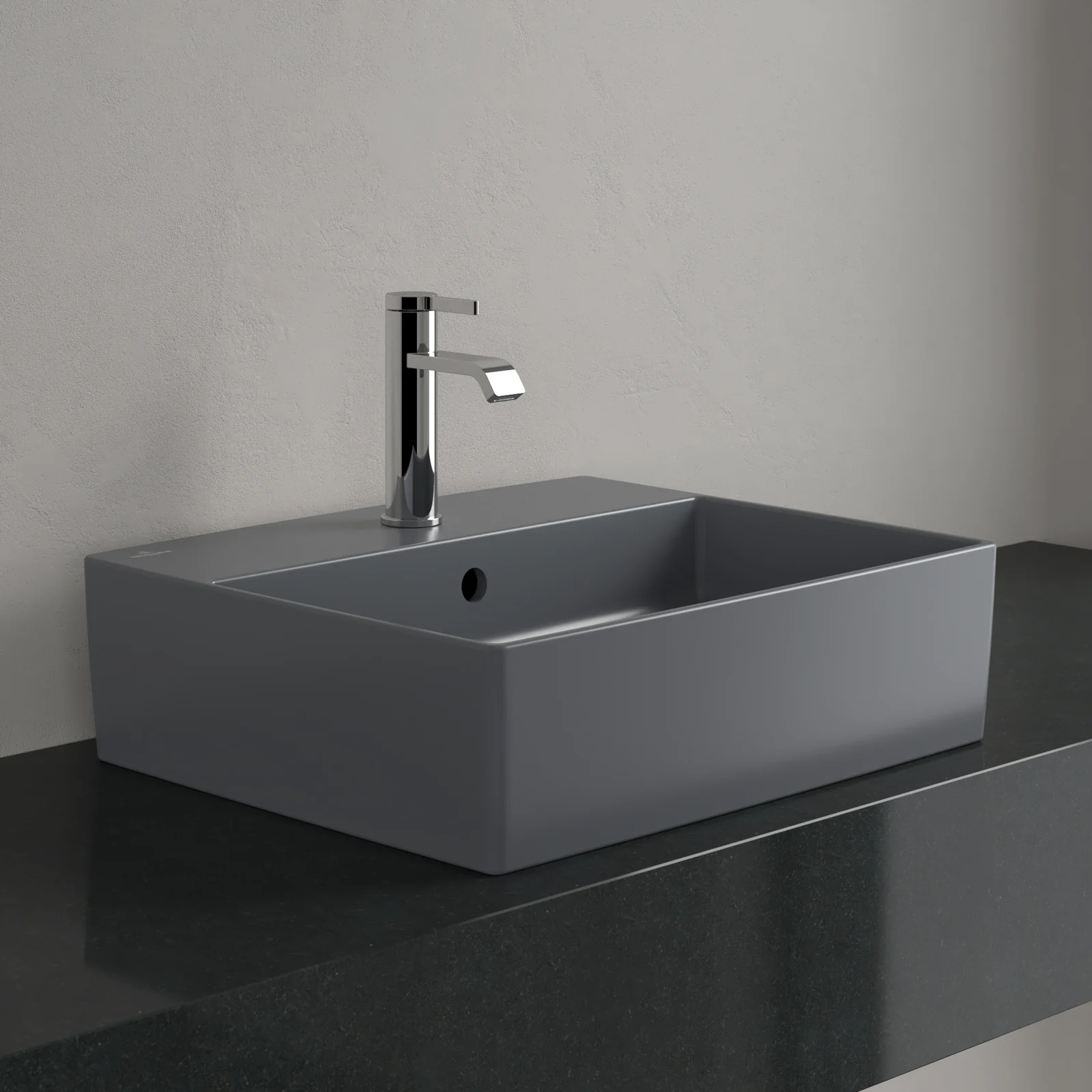 Раковина, Villeroy&Boch, Memento 2.0, шгв 500*420*90, отверстия для смесителя-1 сквозное, 2 промаркированных, CeramicPlus, цвет-графит