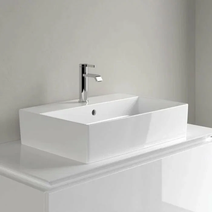 Раковина, Villeroy&Boch, Memento, шгв 500*420*90, отверстия для смесителя-1 сквозное, 2 промаркированных, CeramicPlus, цвет-альпийский белый