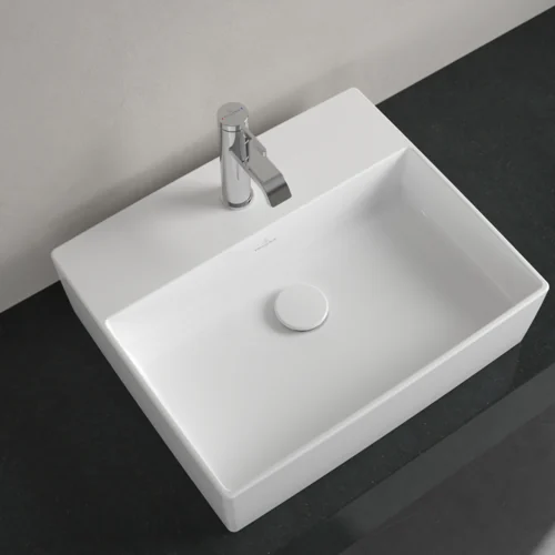 Раковина, Villeroy&Boch, Memento 2.0, шгв 500*420*90, отверстия для смесителя-1 сквозное, 2 промаркированных, CeramicPlus, цвет-альпийский белый