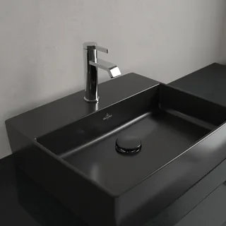 Раковина, Villeroy&Boch, Memento 2.0, шгв 500*420*90, отверстия для смесителя-1 сквозное, 2 промаркированных, CeramicPlus, цвет-Pure Black