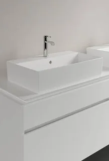 Раковина, Villeroy&Boch, Memento 2.0, шгв 600*420*90, отверстия для смесителя-1 сквозное, 2 промаркированных, цвет-альпийский белый