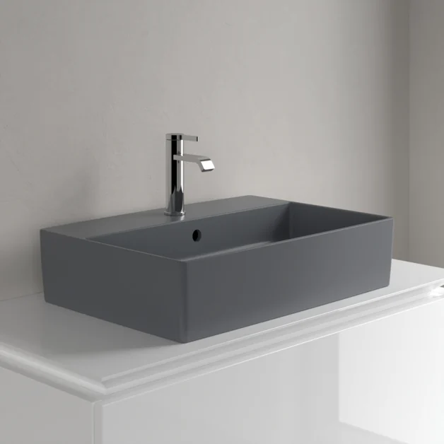 Раковина, Villeroy&Boch, Memento 2.0, шгв 600*420*90, отверстия для смесителя-1 сквозное, 2 промаркированных, CeramicPlus, цвет-Graphite