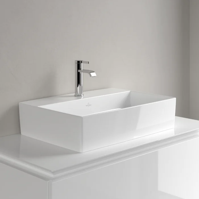 Раковина, Villeroy&Boch, Memento 2.0, шгв 600*420*90, отверстия для смесителя-1 сквозное, 2 промаркированных, CeramicPlus, цвет-Graphite