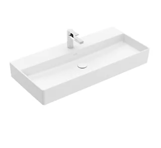 Раковина, Villeroy&Boch, Memento 2.0, шгв 1000*470*95, отверстия для смесителя-1 сквозное, 2 промаркированных, CeramicPlus, цвет-альпийский белый