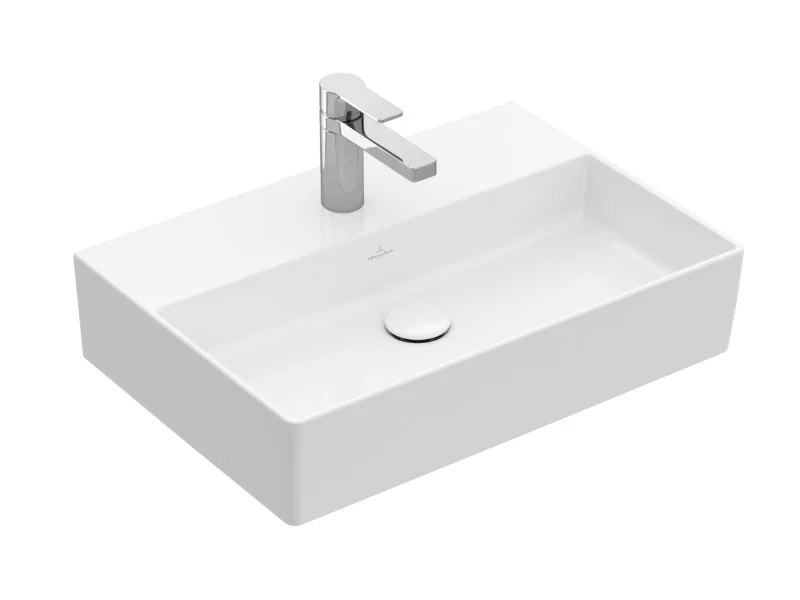 Раковина, Villeroy&Boch, Memento 2.0, шгв 500*420*135, отверстия для смесителя-1 сквозное, 2 промаркированных, CeramicPlus, цвет-Stone White