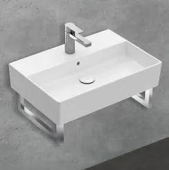 Раковина, Villeroy&Boch, Memento 2.0, шгв 600*420*140, отверстия для смесителя-1 сквозное, 2 промаркированных, цвет-альпийский белый