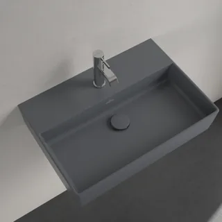 Раковина, Villeroy&Boch, Memento 2.0, шгв 600*420*140, отверстия для смесителя-1 сквозное, 2 промаркированных, CeramicPlus, цвет-графит (Graphite) — иконка