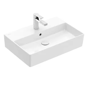 Раковина, Villeroy&Boch, Memento 2.0, шгв 600*420*140, отверстия для смесителя-1 сквозное, 2 промаркированных, CeramicPlus, цвет-альпийский белый