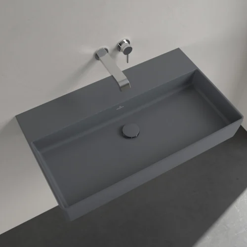 Раковина, Villeroy&Boch, Memento 2.0, шгв 800*470*135, отверстия для смесителя-отсутствуют, CeramicPlus, цвет-Graphite