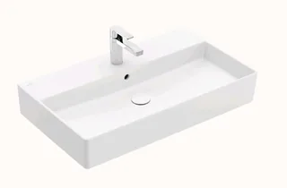 Раковина, Villeroy&Boch, Memento 2.0, шгв 800*470*135, отверстия для смесителя-1 сквозное, 2 промаркированных, цвет-альпийский белый