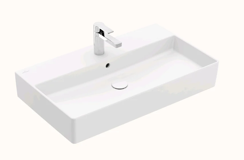 Раковина, Villeroy&Boch, Memento 2.0, шгв 800*470*135, отверстия для смесителя-1 сквозное, 2 промаркированных, цвет-альпийский белый