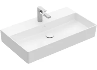 Раковина, Villeroy&Boch, Memento 2.0, шгв 800*470*135, отверстия для смесителя-1 сквозное, 2 промаркированных, цвет-альпийский белый