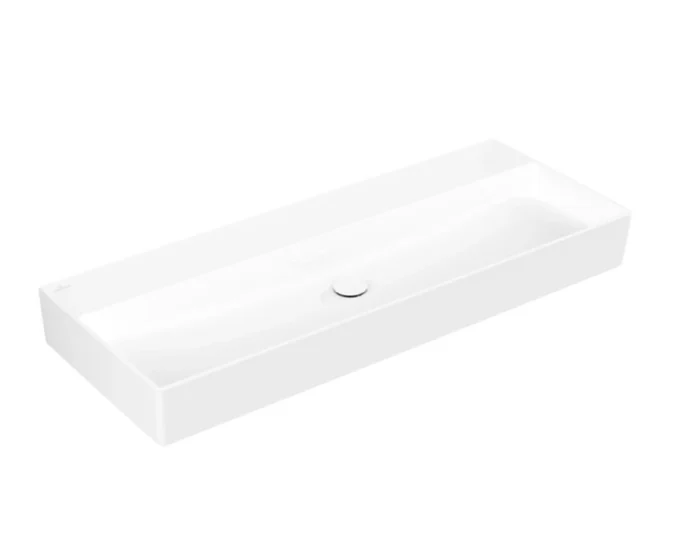 Раковина, Villeroy&Boch, Memento 2.0, шгв 1200*470*140, отверстия для смесителя-отсутствуют, CeramicPlus, цвет-альпийский белый
