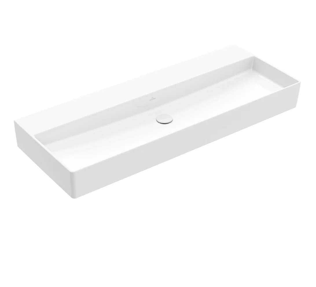 Раковина, Villeroy&Boch, Memento 2.0, шгв 1200*470*135, отверстия для смесителя-отсутствуют, CeramicPlus, цвет-альпийский белый