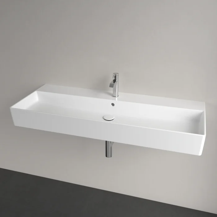 Раковина, Villeroy&Boch, Memento 2.0, шгв 1200*470*135, отверстия для смесителя-1 сквозное, 2 промаркированных, цвет-альпийский белый