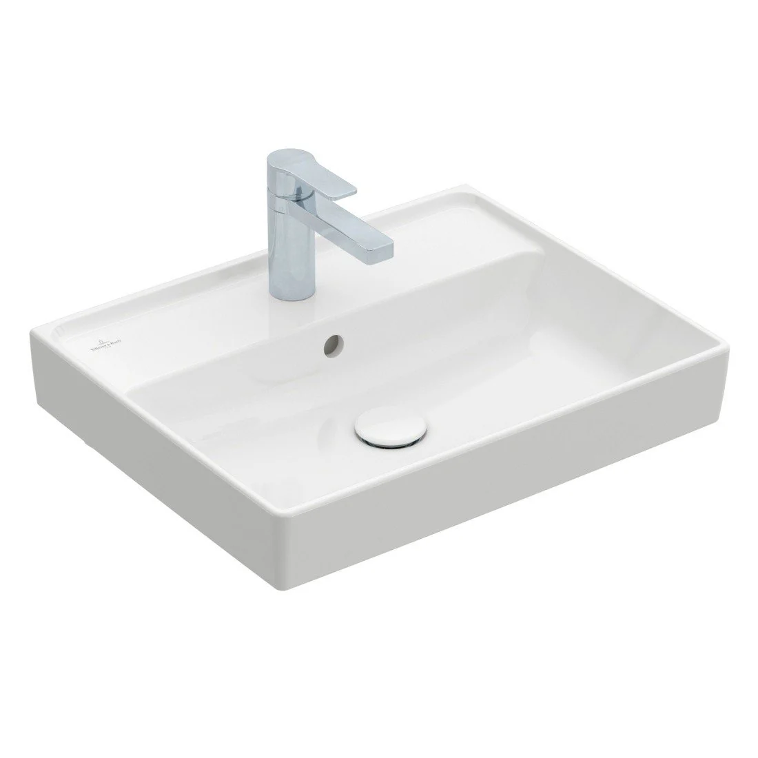 Раковина, Villeroy&Boch, Collaro, шгв 550*440*160, отверстия для смесителя-1 сквозное, 2 промаркированных, цвет-альпийский белый