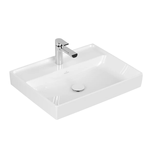 Раковина, Villeroy&Boch, Collaro, шгв 600*470*160, отверстия для смесителя-1 сквозное, 2 промаркированных, CeramicPlus, цвет-альпийский белый