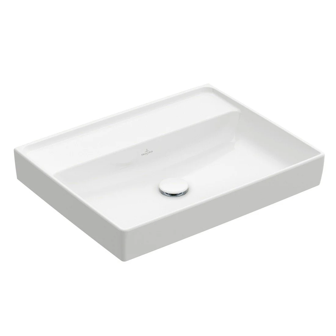 Раковина, Villeroy&Boch, Collaro, шгв 600*470*160, отверстия для смесителя-отсутствуют, цвет-альпийский белый