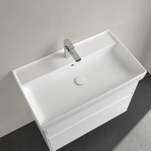 Раковина, Villeroy&Boch, Collaro, шгв 800*470*160, отверстия для смесителя-1 сквозное, 2 промаркированных, CeramicPlus, цвет-камень белый