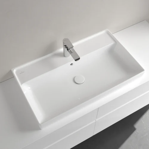 Раковина, Villeroy&Boch, Collaro, шгв 800*470*160, отверстия для смесителя-1 сквозное, 2 промаркированных, CeramicPlus, цвет-альпийский белый