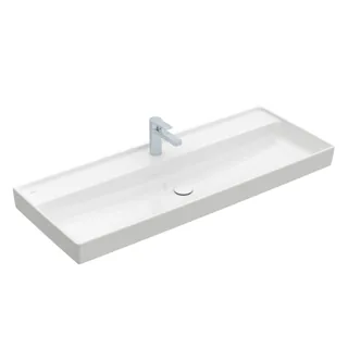 Раковина, Villeroy&Boch, Collaro, шгв 1200*470*160, отверстия для смесителя-1 сквозное, 2 промаркированных, CeramicPlus, цвет-камень белый