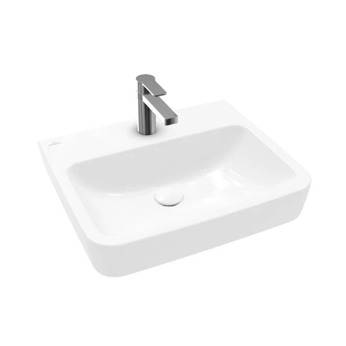 Раковина, Villeroy&Boch, O.Novo, шгв 550*460*125, отверстия для смесителя-1 сквозное, 2 промаркированных, CeramicPlus/AntiBac, цвет-альпийский белый