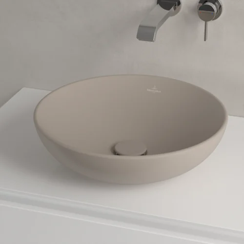 Раковина, Villeroy&Boch, Loop&Friends, шгв 420*420*120, отверстия для смесителя-отсутствуют, CeramicPlus, цвет-Almond