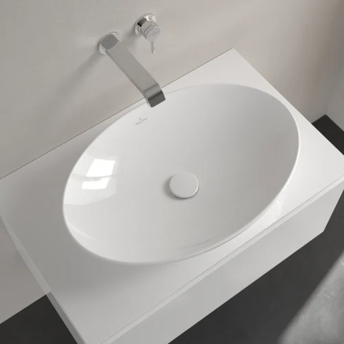 Раковина, Villeroy&Boch, Loop&Friends, шгв 620*420*120, отверстия для смесителя-отсутствуют, CeramicPlus, цвет-камень белый