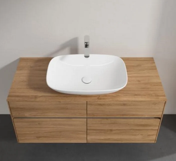 Раковина, Villeroy&Boch, Loop&Friends, шгв 620*420*120, отверстия для смесителя-отсутствуют, CeramicPlus, цвет-альпийский белый