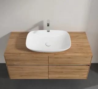 Раковина, Villeroy&Boch, Loop&Friends, шгв 620*420*120, отверстия для смесителя-отсутствуют, CeramicPlus, цвет-камень белый
