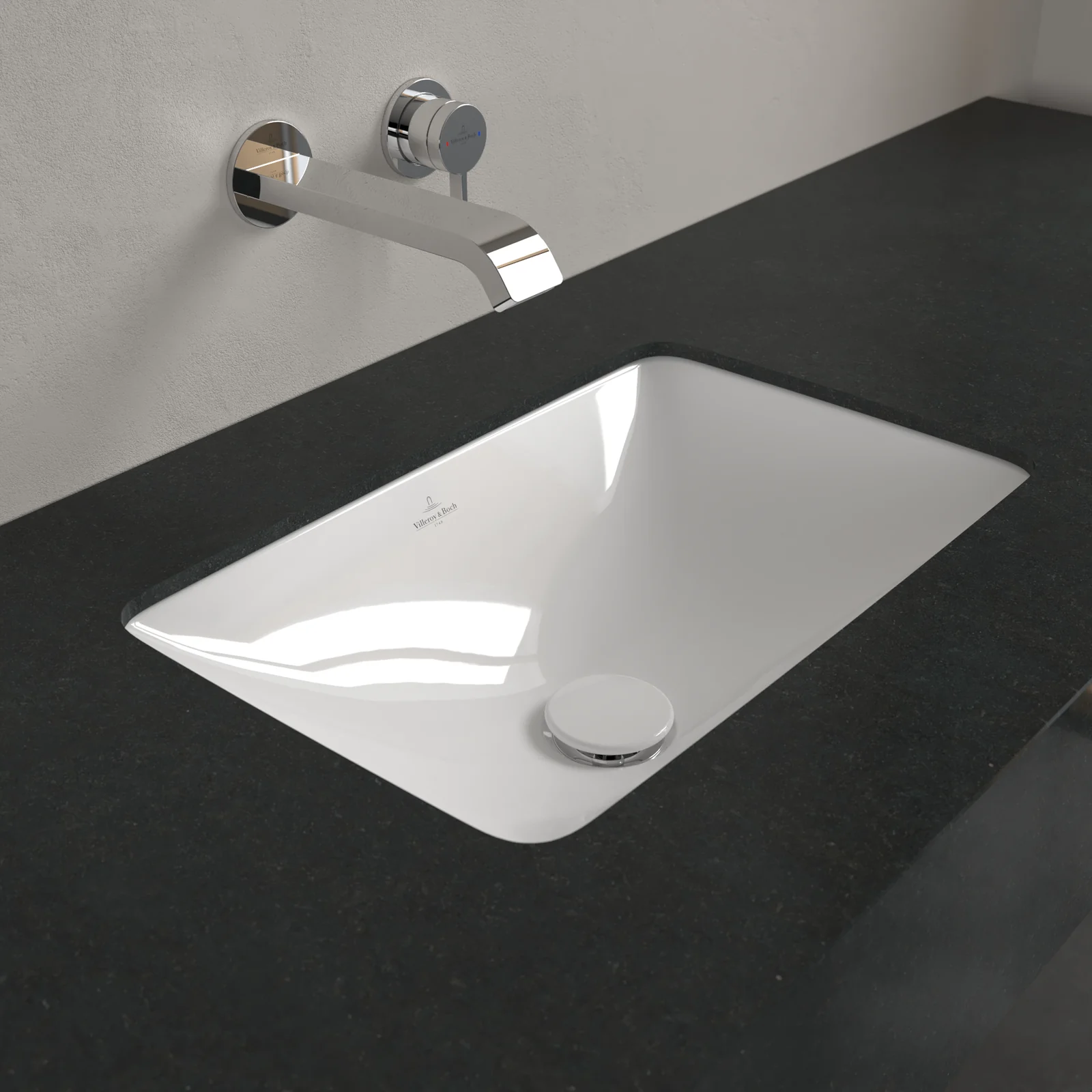 Раковина, Villeroy&Boch, Loop&Friends, шгв 450*280*165, отверстия для смесителя-отсутствуют, цвет-альпийский белый