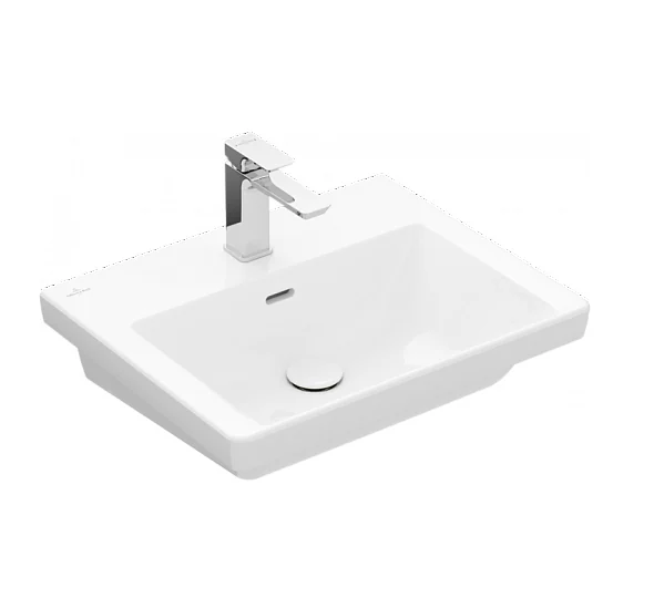 Раковина, Villeroy&Boch, Subway 3.0, шгв 550*440*120, отверстия для смесителя-отсутствуют, цвет-альпийский белый