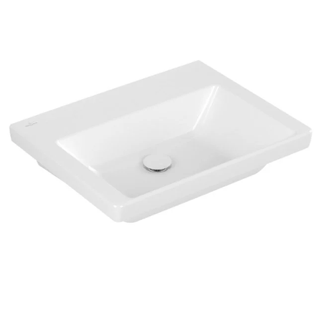 Раковина, Villeroy&Boch, Subway 3.0, шгв 600*470*120, отверстия для смесителя-отсутствуют, цвет-альпийский белый