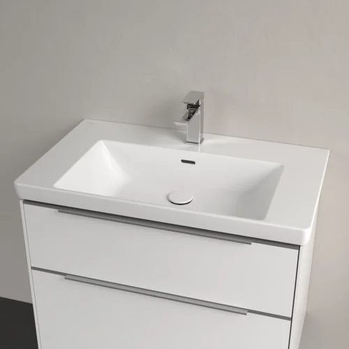 Раковина, Villeroy&Boch, Subway 3.0, шгв 800*470*120, отверстия для смесителя-1 сквозное, 2 промаркированных, цвет-альпийский белый