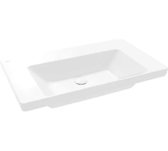 Раковина, Villeroy&Boch, Subway 3.0, шгв 800*470*120, отверстия для смесителя-отсутствуют, CeramicPlus, цвет-альпийский белый