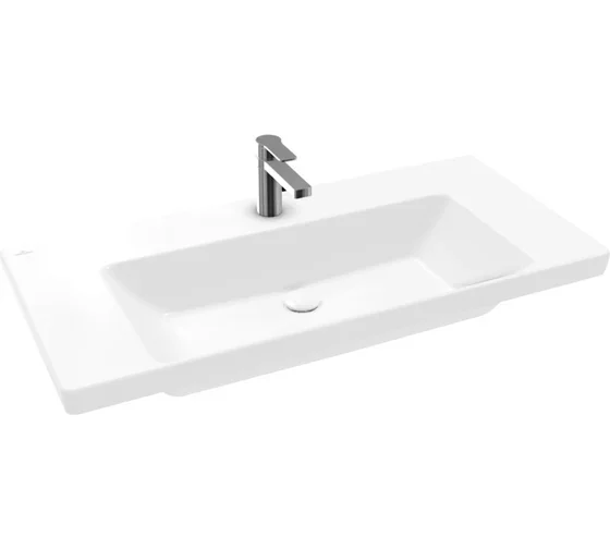 Раковина, Villeroy&Boch, Subway 3.0, шгв 1000*470*120, отверстия для смесителя-1 сквозное, 2 промаркированных, CeramicPlus, цвет-альпийский белый