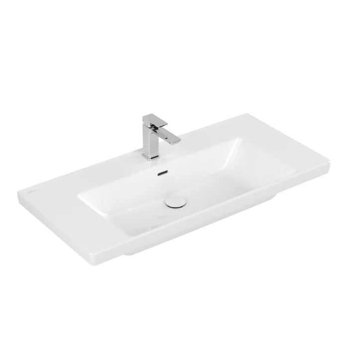 Раковина, Villeroy&Boch, Subway 3.0, шгв 1000*470*120, отверстия для смесителя-1 сквозное, 2 промаркированных, цвет раковины-альпийский белый
