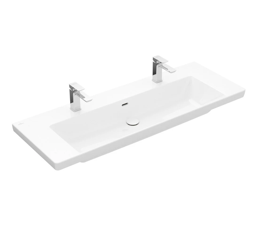 Раковина, Villeroy&Boch, Subway 3.0, шгв 1300*475*120, отверстия для смесителя-2, CeramicPlus, цвет-альпийский белый