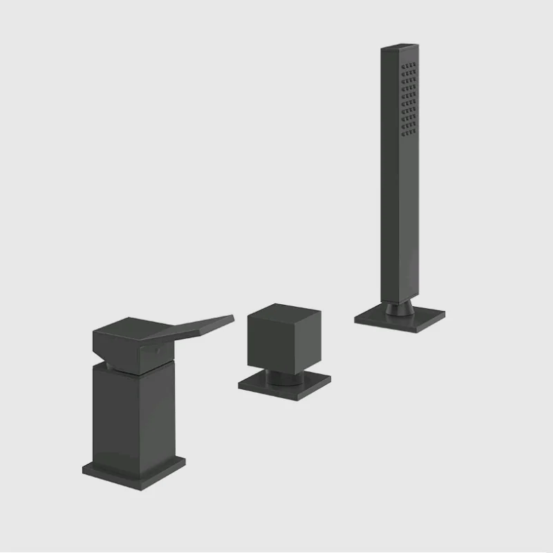Смеситель для ванны и душа, Gessi, Rettangolo K, на 2 потребителя, цвет-чёрный матовый