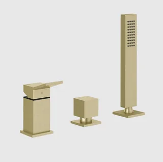Смеситель для ванны и душа, Gessi, Rettangolo K, на 2 потребителя, цвет-Brushed Brass PVD — иконка