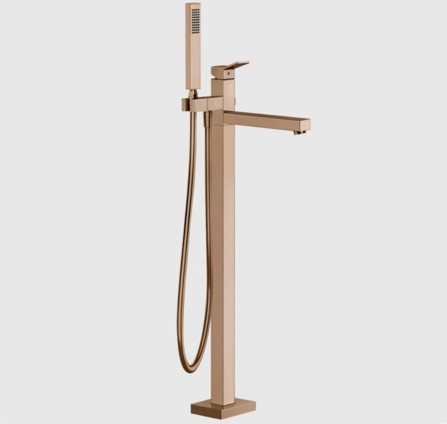 Смеситель для ванны и душа, Gessi, Rettangolo K, напольный, цвет-Copper PVD