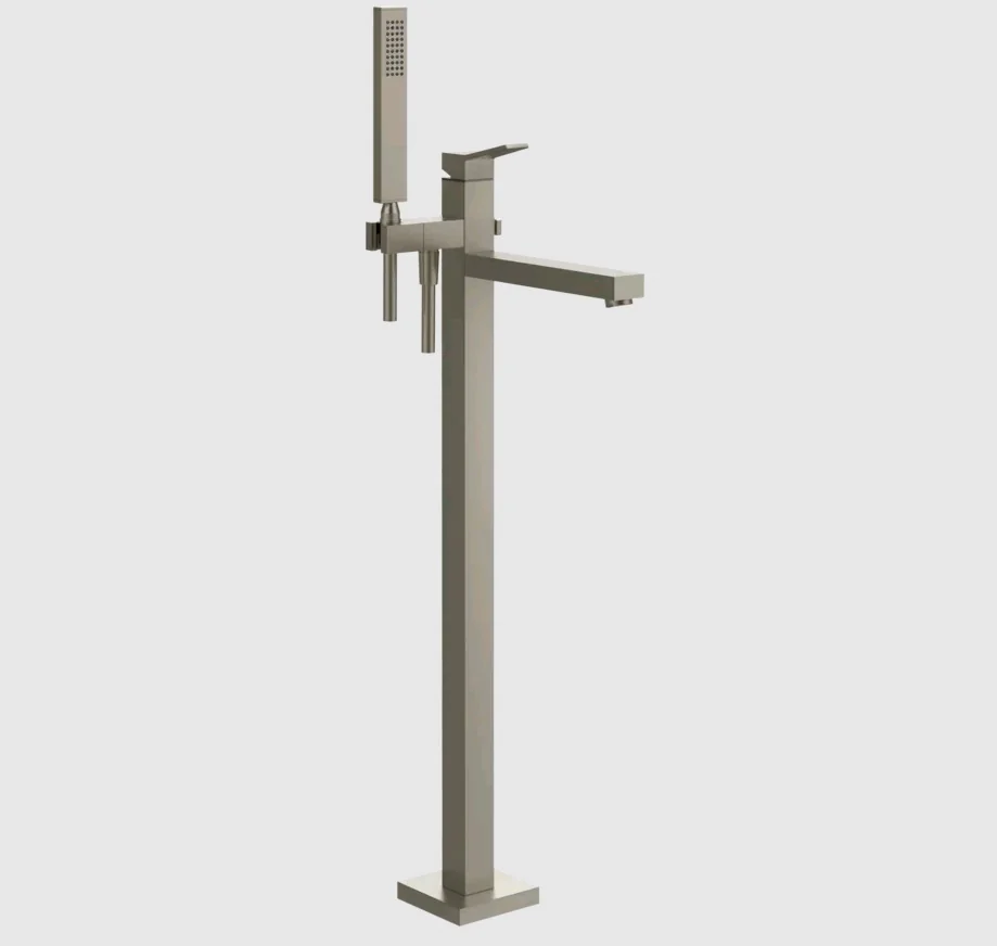 Смеситель для ванны и душа, Gessi, Rettangolo K, напольный, цвет-Finox Brushed Nickel