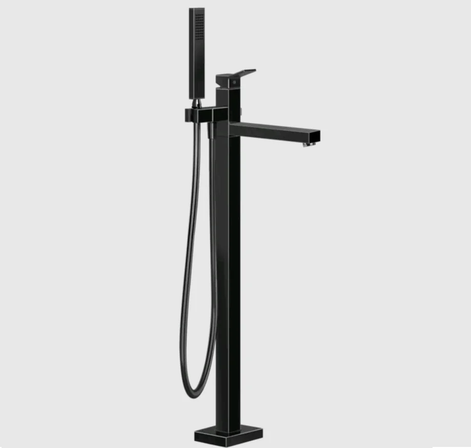 Смеситель для ванны и душа, Gessi, Rettangolo K, напольный, цвет-Black Metal PVD