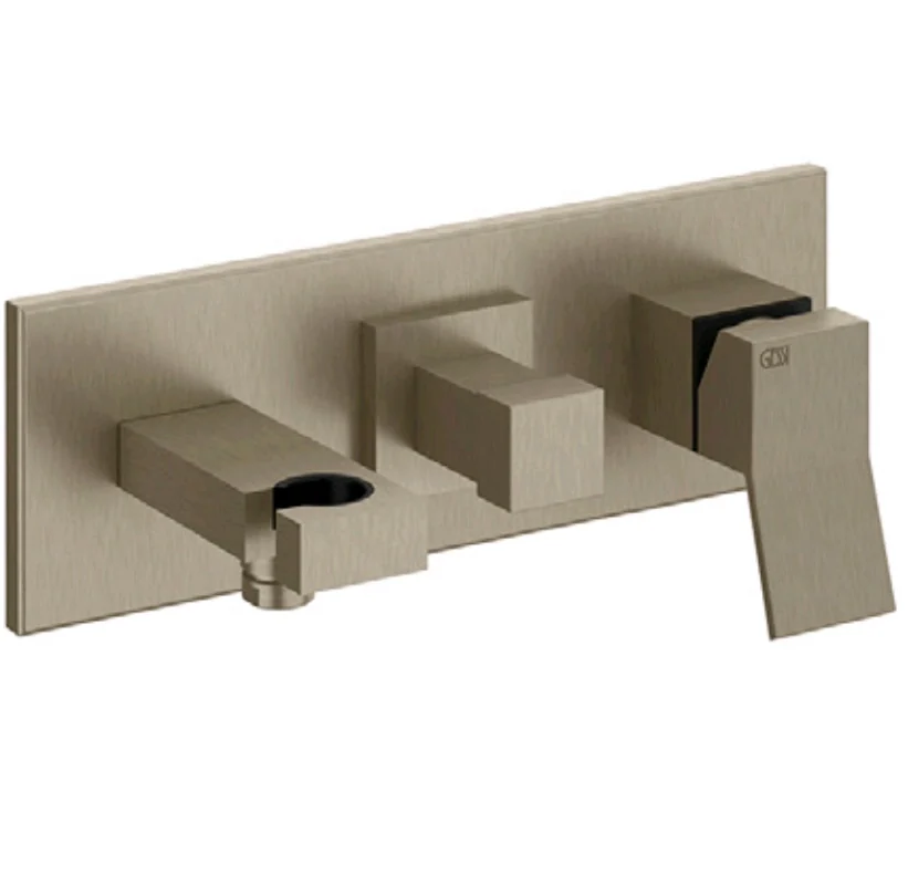 Смеситель для душа, Gessi, Rettangolo K, на 2 потребителя, цвет-Warm Bronze Brushed PVD