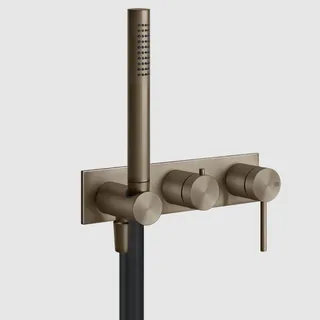 Смеситель для душа, Gessi, Shower316, на 2 потребителя, настенный встраиваемый, цвет-Coffee Bronze Brushed PVD