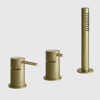 Смеситель для ванны и душа, Gessi, 316 Bath-Shower, на 2 потребителя, цвет-Brushed Brass PVD (старый арт. 54043/727)